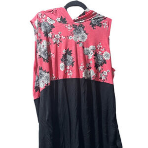 EUC Sew in Love Floral Pink and Black Sleeveless Hoodie